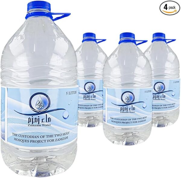 Zam Zam Water, Makkah Al Mukarramah, Zemzem Suyu, Zamzam, Spring Water, Fountain, Water (4 x 5 Litres)
