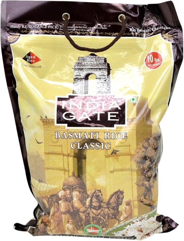 India Gate Basmati Rice, Classic, 10 Lb., White