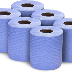 K-ONE 6 Rolls of 2plyBlue Centrefeed Blue Paper Tissue Paper Rolls for Kitchen, Office, Warehouse Home Multi-Purpose (6 Rolls)