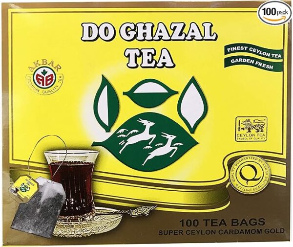 Do Ghazal Super Ceylon Cardamom Gold Tea, 100 Count Tea Bags